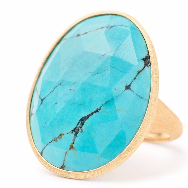 Lunaria Yellow Gold and Turquoise Ring